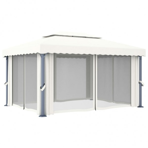 Gazebo com cortina 4x3 m alumínio branco nata M 4