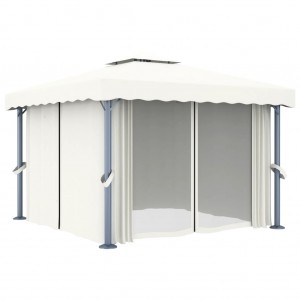 Gazebo com cortina 3x3 m alumínio branco nata H