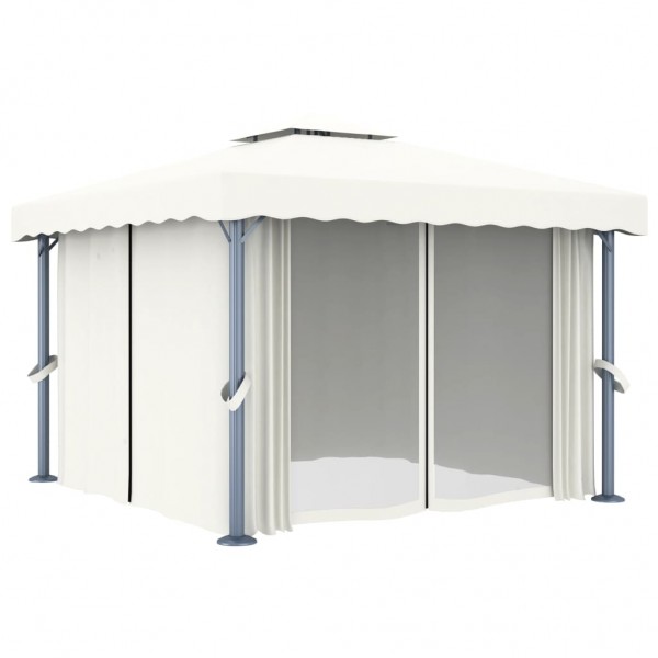 Gazebo com cortina 3x3 m alumínio branco nata M 2