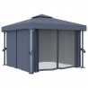 Gazebo com cortina 3x3 m alumínio antracite 2