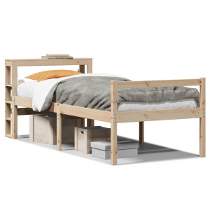 Cama para personas mayores con cabecero madera maciza 100x200cm H