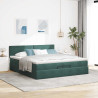Estructura de cama otomana con colchón verde oscuro 200x200 cm 3