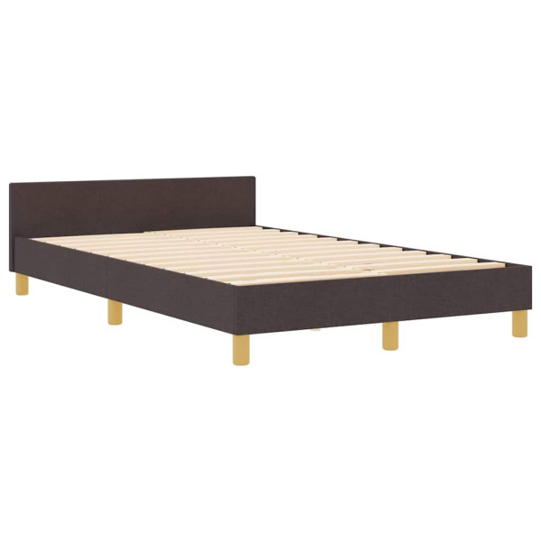 Estructura de cama con cabecera Marrón oscuro 120 x 190 cm tela M 2