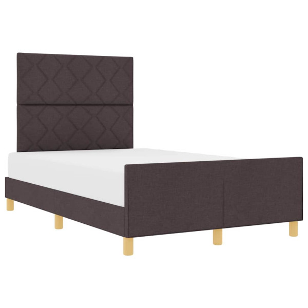 Estructura de cama con cabecera Marrón oscuro 120 x 190 cm tela M 3