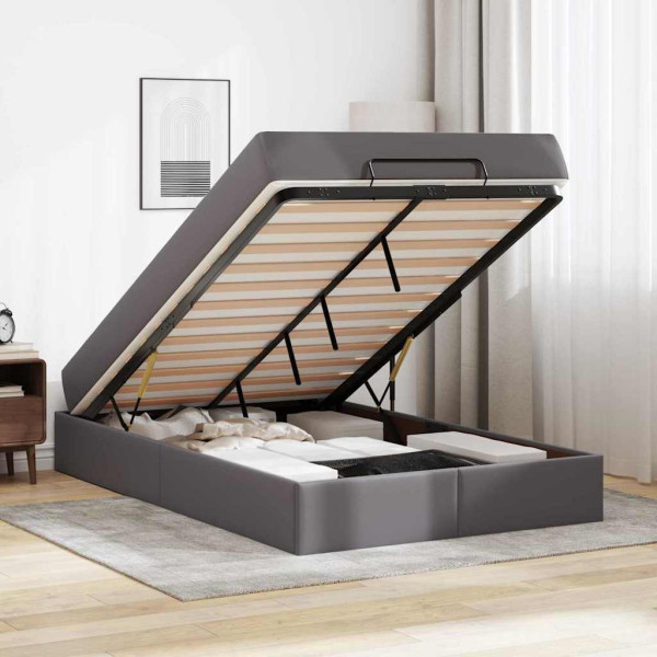 Estructura de cama Gris 120 x 190 cm Cuero sintético M 4