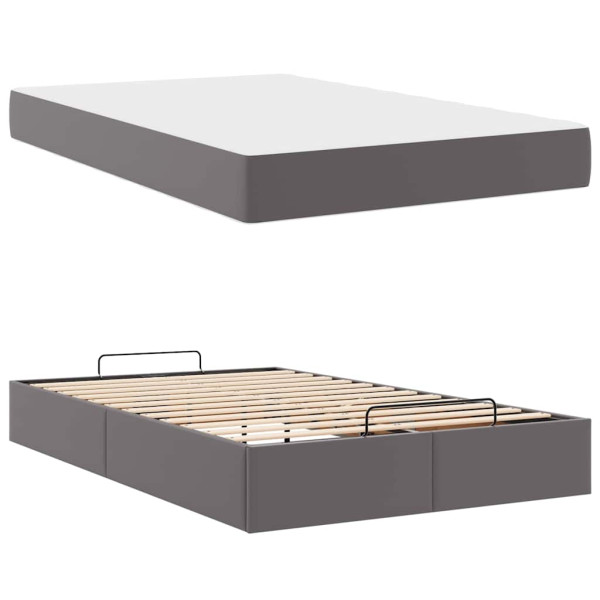 Estructura de cama Gris 120 x 190 cm Cuero sintético M 5