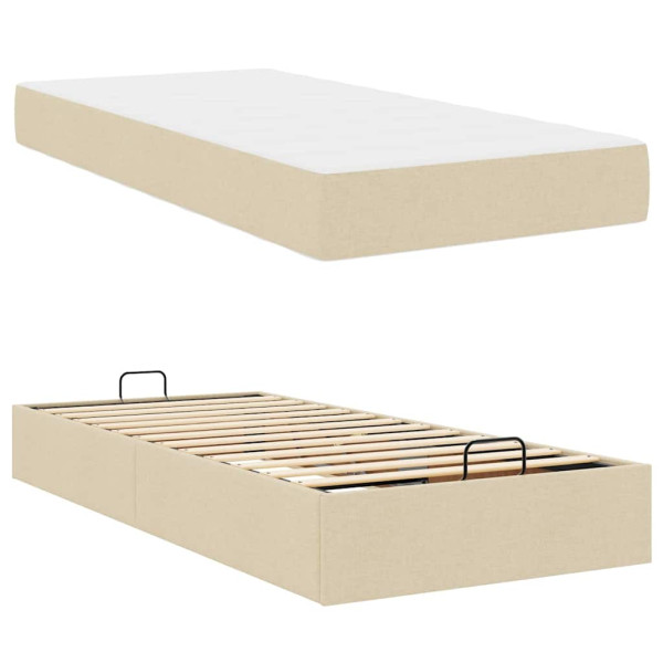 Estructura de cama con colchón Crema 80 x 200 cm tela M 5