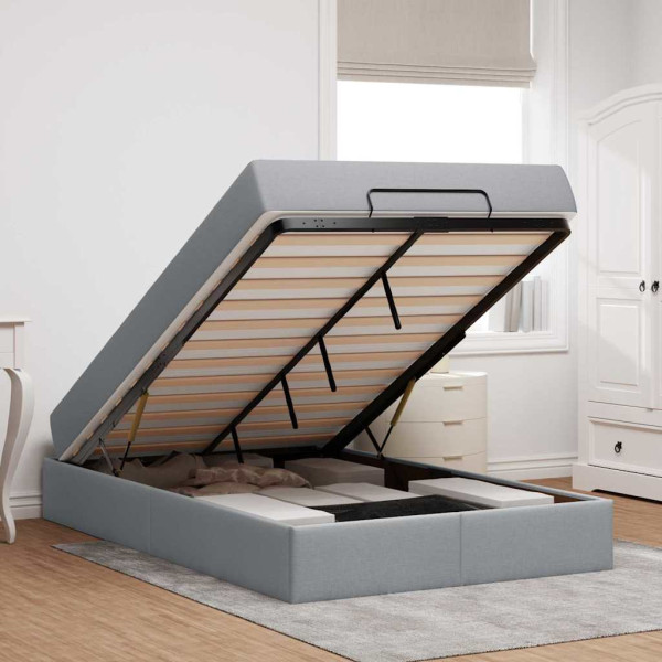 Estructura de cama con colchón Gris claro 120 x 190 cm tela M 4