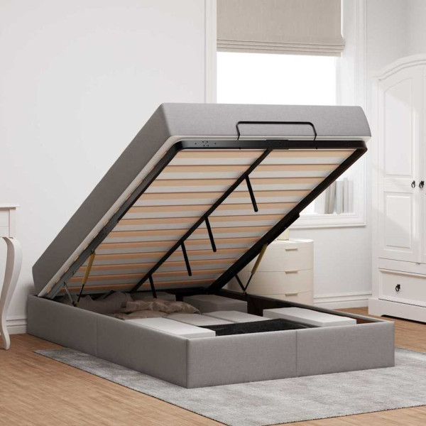 Estructura de cama con colchón Taupé 120 x 200 cm tela M 4