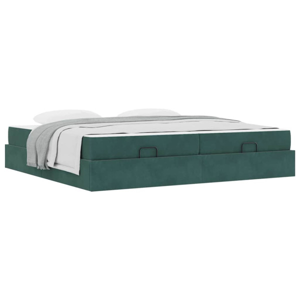 Estructura de cama Verde oscuro 200 x 200 cm Terciopelo M 3