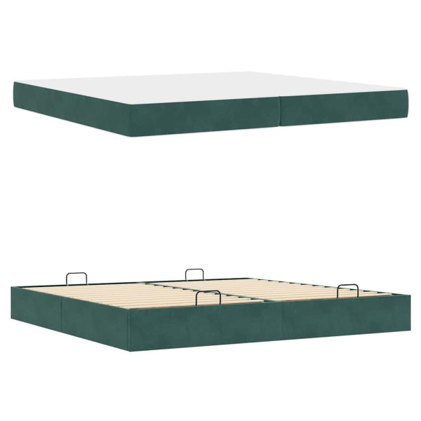 Estructura de cama Verde oscuro 200 x 200 cm Terciopelo M 5