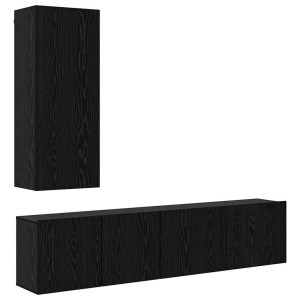 Conjunto de mueble para TV de pared 5 pcs Roble negro H