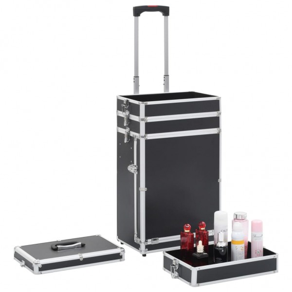 Maletín trolley de maquillaje de aluminio negro M 2