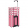 Maletín trolley de maquillaje de aluminio rosa 5