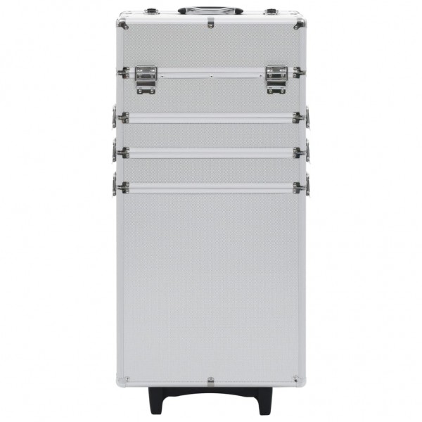 Maletín trolley de maquillaje de aluminio plateado M 3