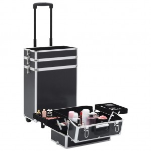Maletín trolley de maquillaje de aluminio negro H