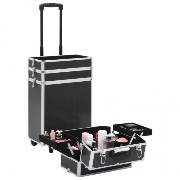 Maletín trolley de maquillaje de aluminio negro M 2