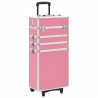 Maletín trolley de maquillaje de aluminio rosa 1