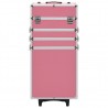 Maletín trolley de maquillaje de aluminio rosa 3
