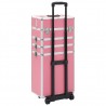 Maletín trolley de maquillaje de aluminio rosa 5