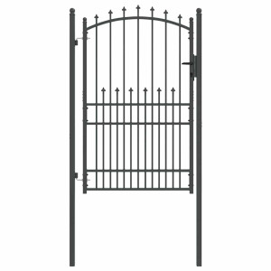 Puerta de cerca con picos con cerradura Gris 200 x 100 cm H