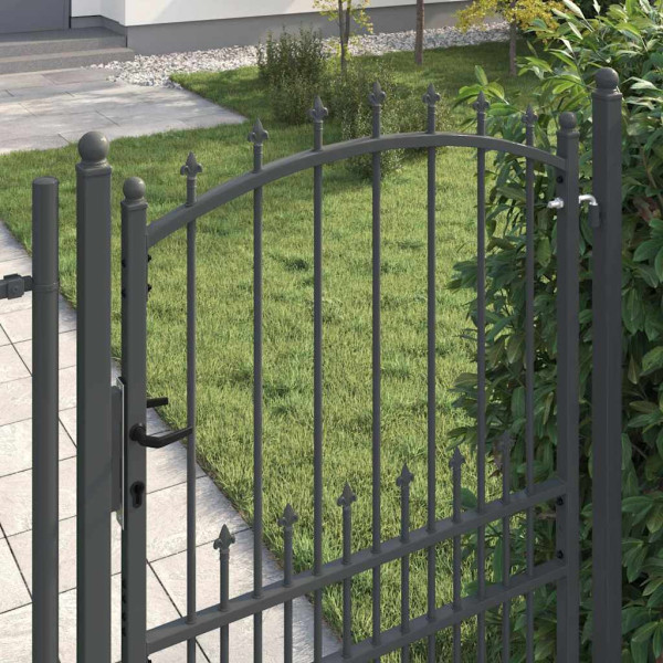 Puerta de cerca con picos con cerradura Gris 200 x 100 cm M 4