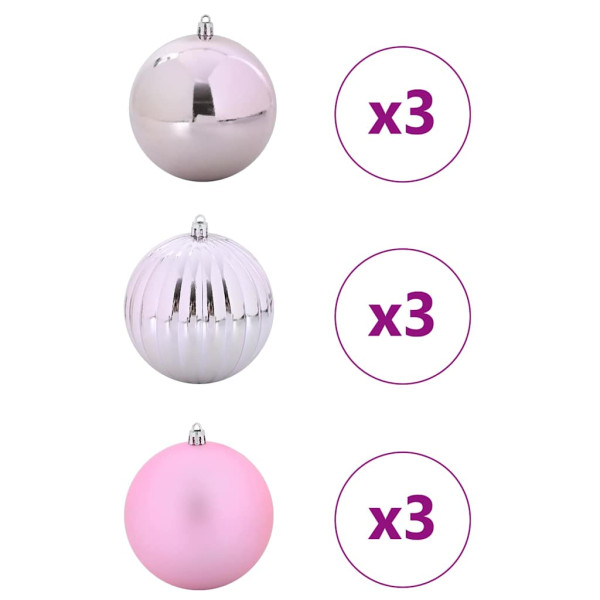 Juego de Esferas de Navidad 9 pcs Rosa M 3