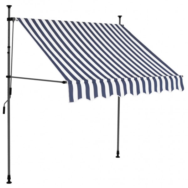 Toldo retrátil manual com LED 200 cm azul e branco M 2