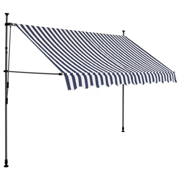 Toldo retrátil manual com LED 250 cm azul e branco M 2