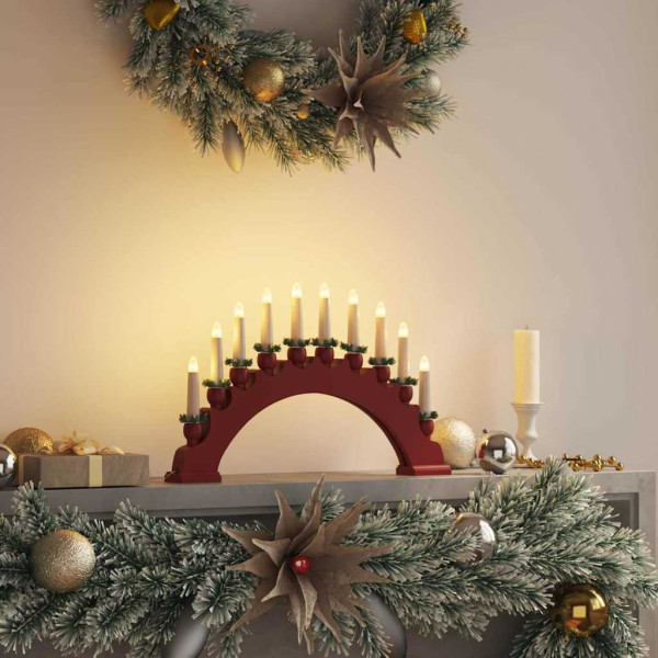 Arco de Velas de Navidad con 10 Velas LED Rojo 47 x 5 x 29 cm D