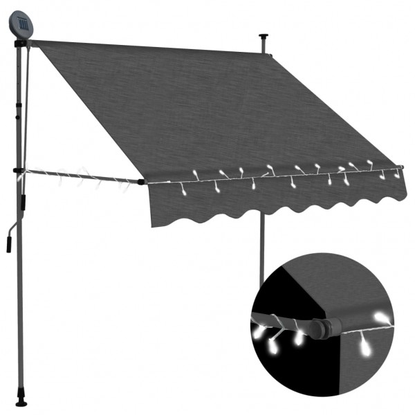 Toldo manual retráctil con LED gris antracita 100 cm D
