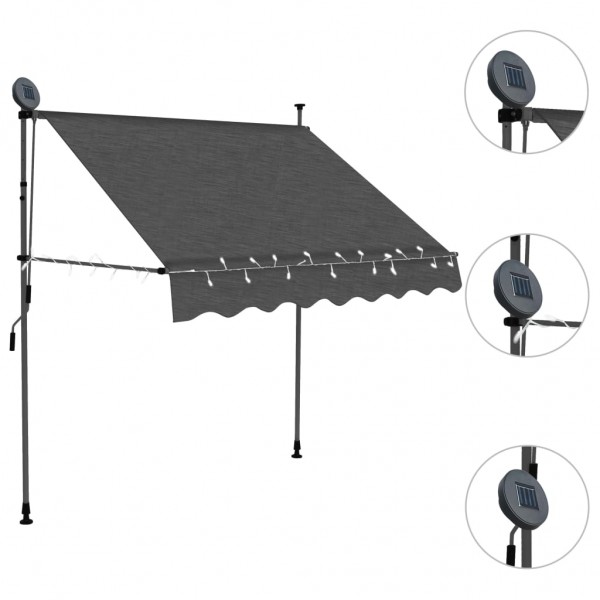 Toldo retrátil manual com LED 100 cm antracite M 3