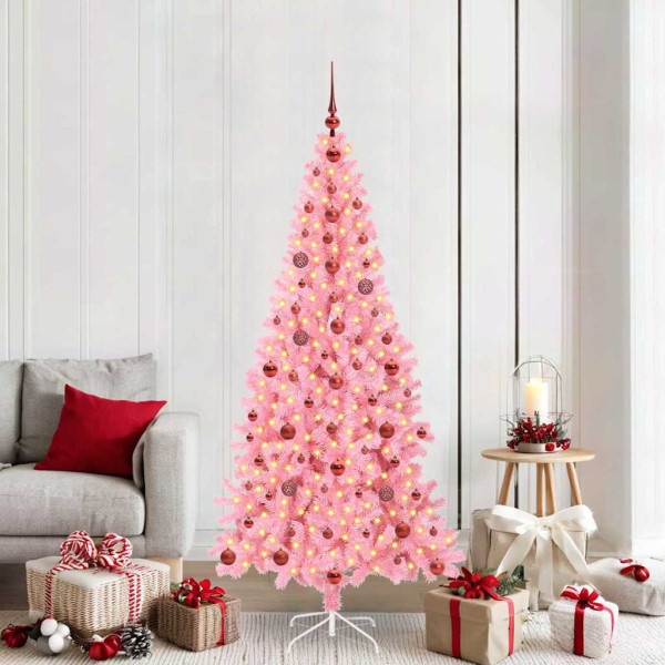 Árbol de Navidad con 300 LED con soporte Rosa 210 cm PVC D