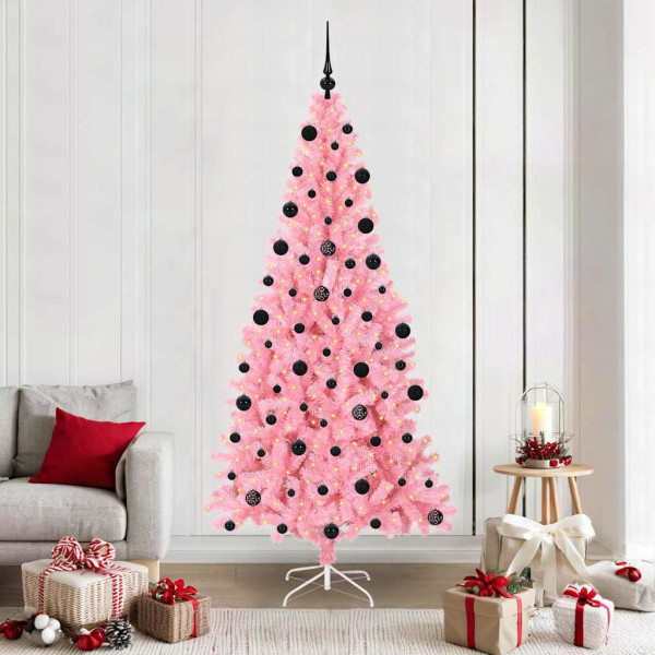Árbol de Navidad con 300 LED con soporte Rosa 210 cm PVC D