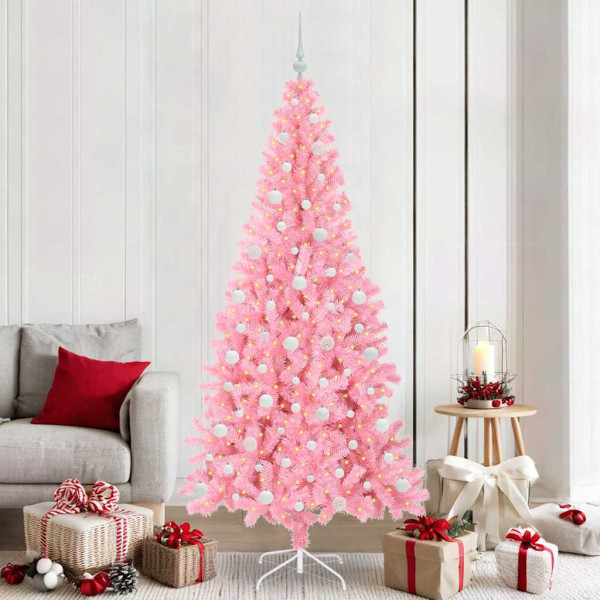 Árbol de Navidad con 300 LED con soporte Rosa 210 cm PVC D