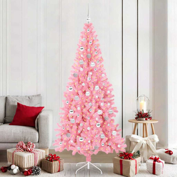 Árbol de Navidad con 300 LED con soporte Rosa 210 cm PVC D