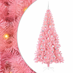 Árbol de Navidad con 300 LED con soporte Rosa 210 cm PVC H