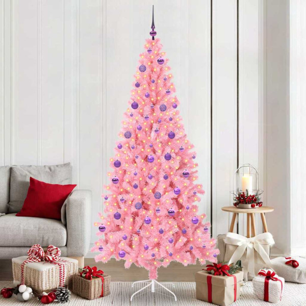Árbol de Navidad con 300 LED con soporte Rosa 210 cm PVC D