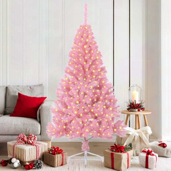 Árbol de Navidad Artificial Preiluminado Rosa 180 cm PVC D