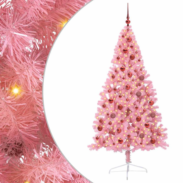 Árbol de Navidad Artificial Preiluminado Rosa 180 cm PVC M 2