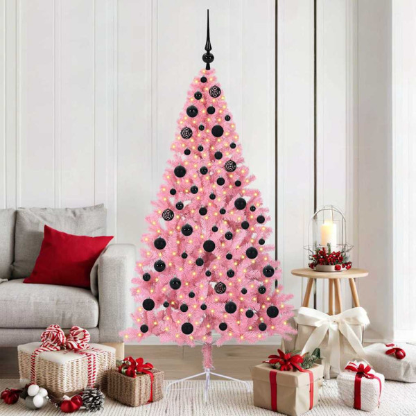 Árbol de Navidad Artificial Preiluminado Rosa 180 cm PVC D