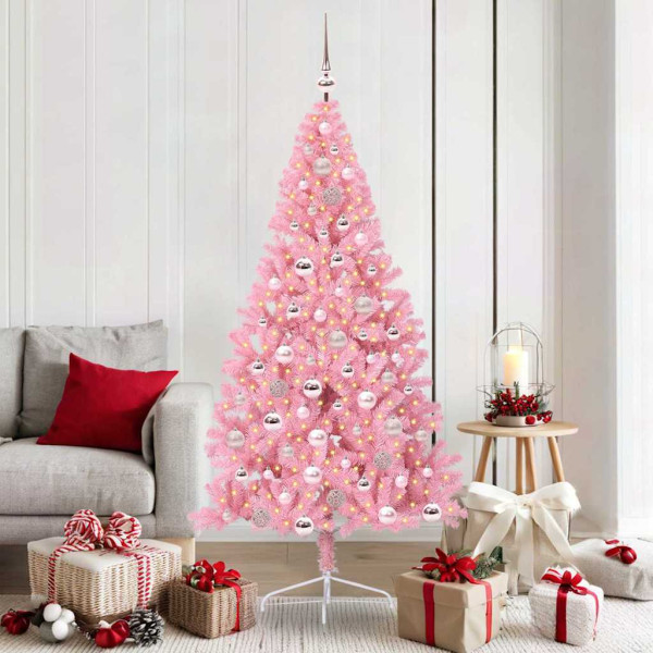 Árbol de Navidad Artificial Preiluminado Rosa 180 cm PVC D