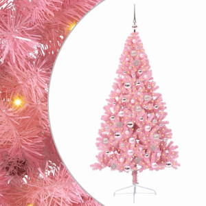 Árbol de Navidad Artificial Preiluminado Rosa 180 cm PVC H