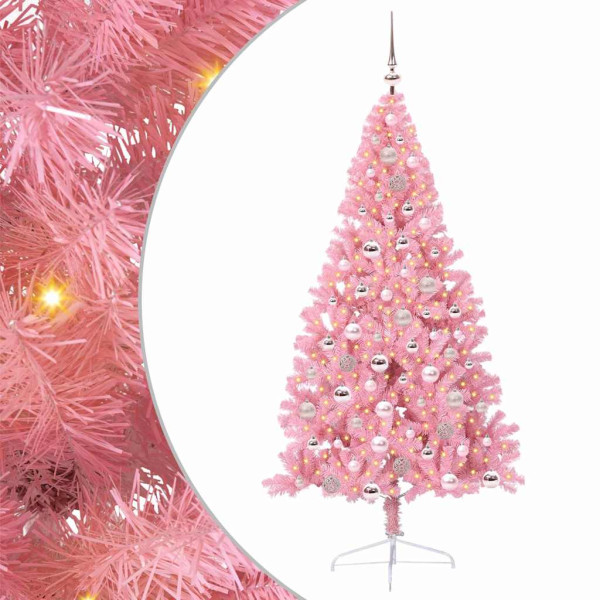 Árbol de Navidad Artificial Preiluminado Rosa 180 cm PVC M 2