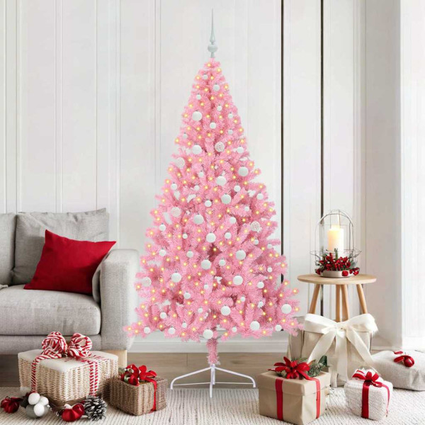Árbol de Navidad Artificial Preiluminado Rosa 180 cm PVC D
