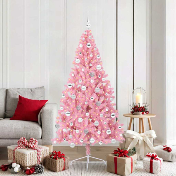 Árbol de Navidad Artificial Preiluminado Rosa 180 cm PVC D