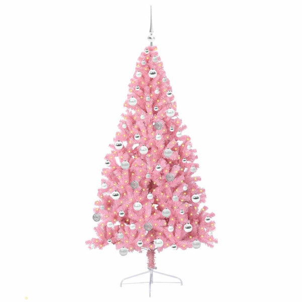 Árbol de Navidad Artificial Preiluminado Rosa 180 cm PVC M 3