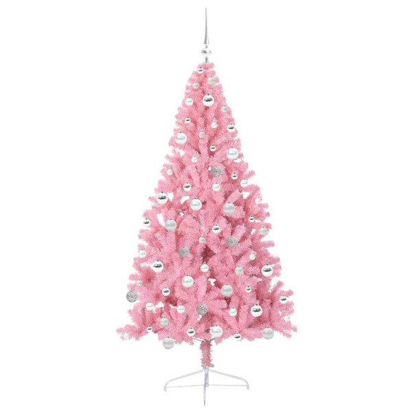 Árbol de Navidad Artificial Preiluminado Rosa 180 cm PVC M 4