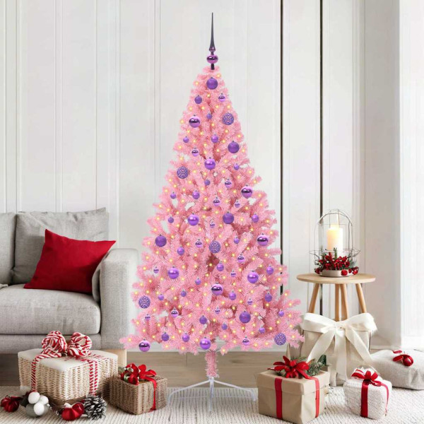 Árbol de Navidad Artificial Preiluminado Rosa 180 cm PVC D