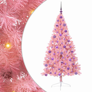 Árbol de Navidad Artificial Preiluminado Rosa 180 cm PVC H